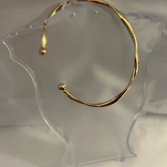 NEW Fashion Sizable Golden-Tone Twisted Alloy Open Bangle Bracelet Balled Ends - Picture 7 of 7